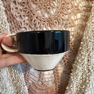 Anthropologie Color Block Black and White Ceramic Mug